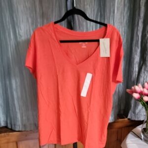 Universal Thread Orange And Green V-Neck Relaxed T-Shirt (2 Shirts)